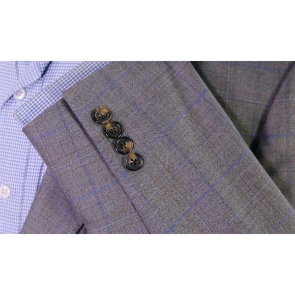 Brooks Brothers Fitzgerald Gray Blue Windowpane Saxxon Wool 2-Btn Sportcoat 42L - Picture 6 of 10